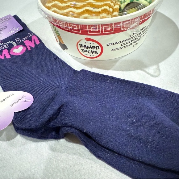Ramen Socks Gift Set of 3 Pairs & One Pair of “Mom” Blue Socks - Picture 2 of 8